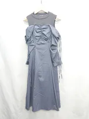 ◇ Θ MAJESTIC LEGON マジェスティックレゴン 肩空き 長袖 ロング ワンピース サイズS ブルー レディース E  【1502060019972】