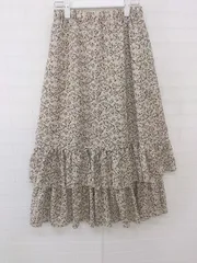 ◇ apres jour アプレジュール 総柄 ティアード ロング フレア スカート サイズS ベージュ レディース P  【1302070000478】