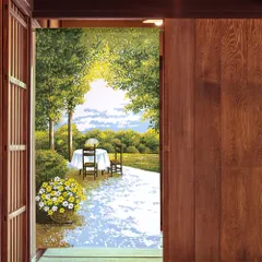 【MINIBOX のれん制作工房 正規販売店舗】【匿名配送 ネコポス 全国送料無料】のれん「森のテラス」85x150cm【日本製】スタジオジブリ 家紋 トトロ 千と千尋の神隠し 風景 景色 和柄 和風目隠し