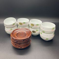 ★未使用品 有田焼 波佐見焼 重山陶器 なかよしにんじん テーブルにキズをつけにくい器 湯呑み8 茶托8 組み合わせ 8セット★