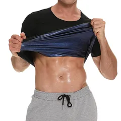 [CosMisty] メンズ サウナスーツ ブルー 半袖 発汗 Tシャツ ランニング インナー 洗濯可 (【ブルー】シャツのみS-M) [【ブルー】シャツのみS-M]