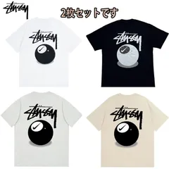 新品 未使用Stussy × Nike リミテッドエディション クルーネック Tシャツ SS 8 Ball T-Shirt  男女兼用男女兼用 黑+白 2枚(stu2812)