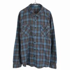 Gramicci グラミチ チェック長袖シャツ 大きいサイズ  アウトドア フラップポケット ライトブルー (メンズ XXL) 中古 古着 O3673のサムネイル