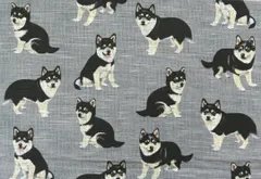 【ゆきちゃん限定】X958 黒柴柄 コットン生地 1m