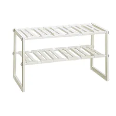 Belca(ベルカ) 日本製 キッチン収納 シンク下フリーラック 伸縮タイプ 幅50~75×奥行30.3×高さ39.8cm ホワイト シンク下収納 2段 棚 VR-EXT