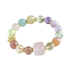 【新着商品】レディース ブレスレット 天然石 九尾狐デザイン ミックスストーン パワーストーン アメジスト アクアマリン 金運 恋愛運 厄除け お守りアクセサリー プレゼント クリスマス