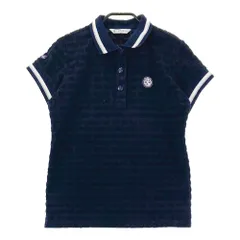 サイズ：M AND PER SE アンパスィ  半袖ポロシャツ パイル地 ロゴ 総柄 ネイビー系 [240101328761]# ゴルフウェア レディース ストスト