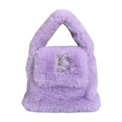 ブルマリン ファーバッグ ハンドバッグ ポリエステル WB0230701 パープル レディース  Blumarine  中古 ブルマリンのサムネイル