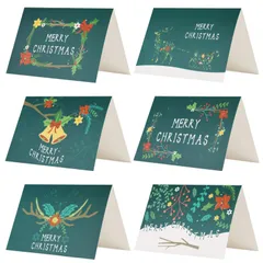 【特価商品】グリーティングカード ポストカード オシャレ ギフトカード クリスマス飾り 封筒付き 花 24枚 トナカイ メッセージカード ベール クリスマスカード オシャレ Kesote デコレーション