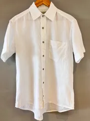 00's J.CREW ジェイクルー リネンシャツ ショートスリーブ 白シャツ 半袖 S/S 白 ホワイト メンズ Sサイズ