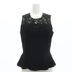 パトリツィアペペ PATRIZIA PEPE レース切り替えペプラムトップス カットソー ノースリーブ 1 S 黒 ブラック ■SH /SY ■OSのサムネイル