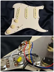 ストラトキャスターピックガードアッセンブリーアルニコV PU ビンテージホワイト ストラトキャスターピックガードアッセンブリーアルニコV PU