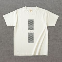 和柄Tシャツ　籠目 -墨・角-