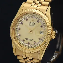 エルジン　デイデイトQZデラックス　メンズ ELGIN DATE QUARTZ DELUXE メンズウォッチ｜Yahoo!フリマ（旧
