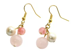 ピアス コットンパール パワーストーン 天然石(ローズクォーツ)