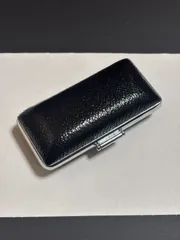 【印鑑ケース】黒レザー調×金襴風内張り 和柄デザイン
