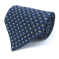 ミラショーン ブランド ネクタイ 小紋柄 総柄 PO メンズ ネイビー mila schon 【中古】