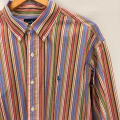 Ralph Lauren ラルフローレン 90年代 CUSTOM FIT ストライプ ワンポイント ボタンダウン 長袖シャツ サイズXL 07040402 861