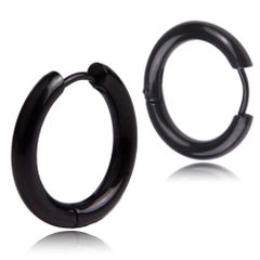 【幅3×内径12mm 色：ブラック 1ペア】[Adelina Style] フープピアス 人気 つけっぱなし リングピアス メンズ レディース サージカルステンレス 金属アレルギー対応 イヤリング 男女 両耳 プレゼント