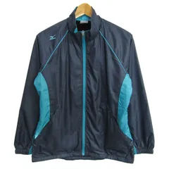 ミズノ ブルゾン ナイロンジャケット ブレスサーモ スポーツウエア アウター レディース Lサイズ ネイビー×ブルー Mizuno 【中古】
