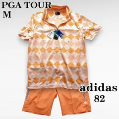夏/太陽に映える/未使用あり】PGA TOUR ポロシャツ M & adidas アディダス ハーフパンツ 82 橙 メンズ/ゴルフ/COOLPLUS