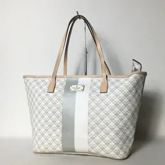 2509-245｜美品｜ケイトスペード トートバッグ ベージュ 総柄 ストライプ