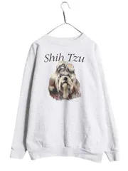 【お得なクーポン配布中!】 90s USA製 ドッグ アート イラスト プリント スウェット メンズ レディース XL 90年代 オールド トレーナー 裏起毛 アニマル 大きいサイズ