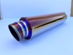 汎用チタンサイレンサー 差し込み 60.5Φ 全長 320mm バイクマフラー カスタム スリップオンマフラー 交換用 取付簡単 オートバイ排気管 エキゾーストパイプ マフラーパイプ ドレスアップ バンド付属 軽量