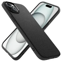 Spigen iPhone15Plus ケース マット ソフト 米軍MIL規格 耐衝撃 ワイヤレス充電 リキッド・エアー ACS06650 (マット・ブラック) 1