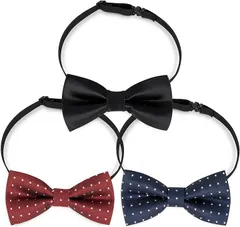 Ailenlan 子供用 蝶ネクタイ キッズ ジュニア用 ３種類セット 花柄 素柄 パーティー 入学式 結婚式 メンズ レディース(レッド ネイビー ブラック)