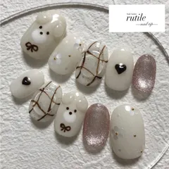 【現品販売】淡色　くま　ハート　お花　チェック　ぷっくり　マグネット　韓国