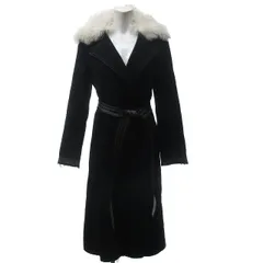 ヘルムートラング HELMUT LANG 近年モデル ラムファー ベルテッド ロングコート ジャケット ウールカシミヤ レザーベルト 黒 ブラック XSサイズのサムネイル