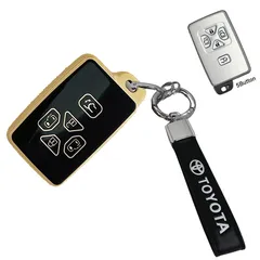 スマートキーケース トヨタ ヴェルファイア  5ボタンタイプ キーホルダー付き 車キーケース fs1026