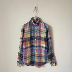 ラルフローレン　リネン　クラシックフィット　マドラスチェック　ボタンダウンシャツ