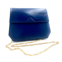 Hamano  ハマノ　チェーンショルダーバッグ　パーティーバッグ　ブルー ゴールド金具　レザー　レディース