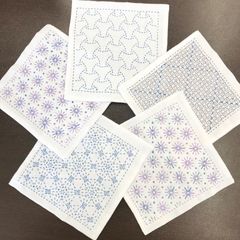 【福祉施設制作】木の実りんご作　刺し子ふきん 「さしこのフキン花火柄　5枚セット」　NO.3870　P（弐）