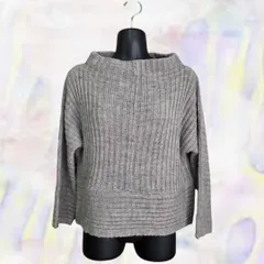 BEAMS HEART　ビームス ハート　ニット　グレー　レディース　セーター　リブ　七分袖　ボートネック　ウール混　ドルマン