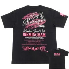 ノートンモーターサイクル 半袖Tシャツ Norton ピンクフェザー MAX 刺繍Tシャツ 252N1030 ブラック 新品