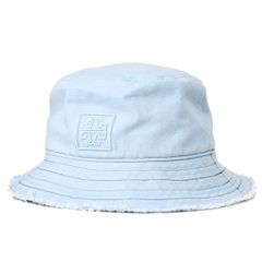 トリーバーチ 帽子 TORY BURCH コットン フリンジ ワンポイント ロゴ バケット ハット バケハ サファリハット 帽子 クールダスティブルー 147669