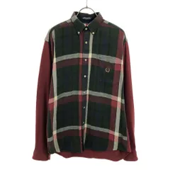 トミーヒルフィガー 90s フラッグタグ チェック柄 長袖 ボタンダウンシャツ レッド×グリーン TOMMY HILFIGER オールド メンズ