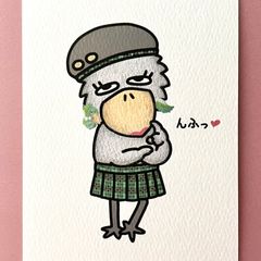『新作ピアスでおめかしハシビロコウ💄』イラストカード💌