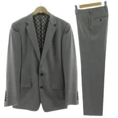 コムサデモードメン COMME CA DU MODE MEN スーツ ジャケット テーラードカラー シングル 2B パンツ スラックス 日本製 ウール混 ストライプ グレー L