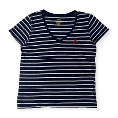  POLO RALPH LAUREN ラルフローレン ボーダー Vネック 半袖 Tシャツ S/ネイビー メンズ