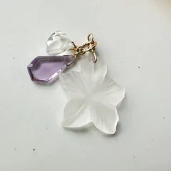 天然石ハンドメイドネックレスチャーム　プレゼント　ゴールド　クリスタルクォーツ　アメジスト