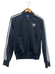 adidas (アディダス) SST TRACK TOP  トレフォイル 刺繍 ロゴ ラグラン ジップアップ  BK5921 XS ブラック×ホワイト レディース/045