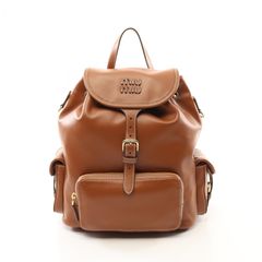 ミュウ ミュウ Miu Miu リュックサック バックパック 5BZ042 コニャック レザー バックパック レディース Used A