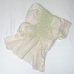 帯揚げ　絽　白薄緑　中抜き絞り柄