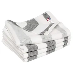 【新着商品】ブルーム 今治タオル 認定 ガーゼタオル フェイスタオル 4枚セット グルービー ボーダー キッチンタオル 速乾 部屋干し 日本製 綿100％ (ブラック)