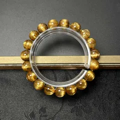 綺麗 EU製 ★極!極満針ルチルクォーツ★猫目 ブレスレット パワーストーン 天然石B 金運 お守り ギフト 9.8-10.2mm ZZ1201