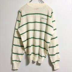 古着 used 80s 90s champion チャンピオン　長袖ボーダー柄ニット　セーター　ワンポイント刺繍　ヴィンテージのサムネイル